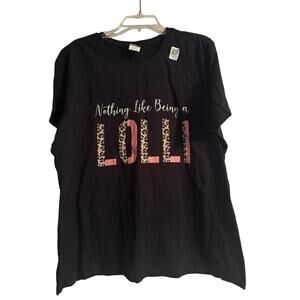 NWOT Port and Company Women's Black T Shirt LOLLI Grandma Nana Size XXL